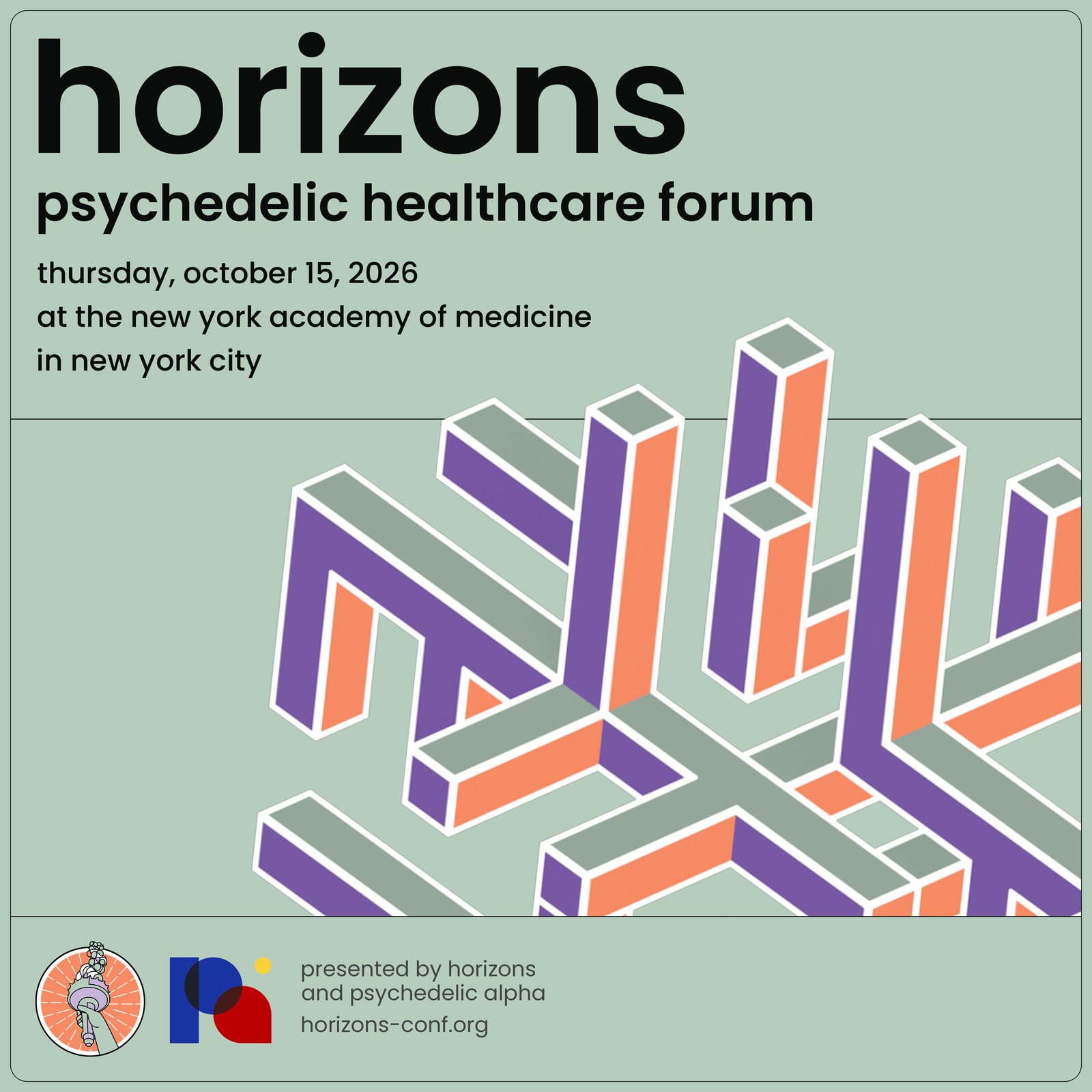 Horizons 2026 — The Psychedelic Business Forum, Thursday, October 15, 2026, New York Academy of Medicine, presented by Horizons and Psychedelic Alpha