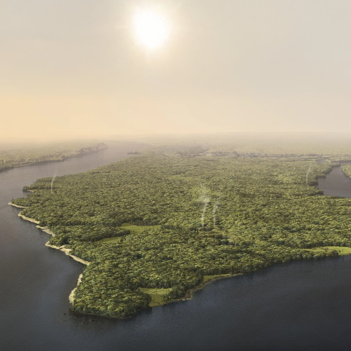 Rendering of pre-colonial Manhattan island